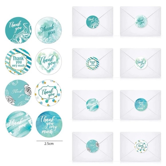 100 Ct. Blue One Inch Round Thank You Stickers - Picture 2 of 4